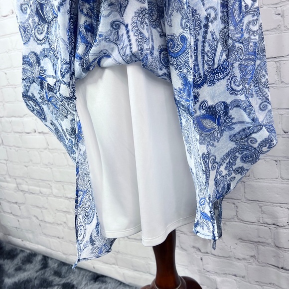 👗Like New |•ALYX•| White Blue Paisley Dress Size 18W - Picture 6 of 12